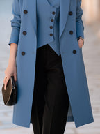Two-Piece Lightweight Trench Coat And Asymmetrical Vest Set