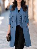 Two-Piece Lightweight Trench Coat And Asymmetrical Vest Set