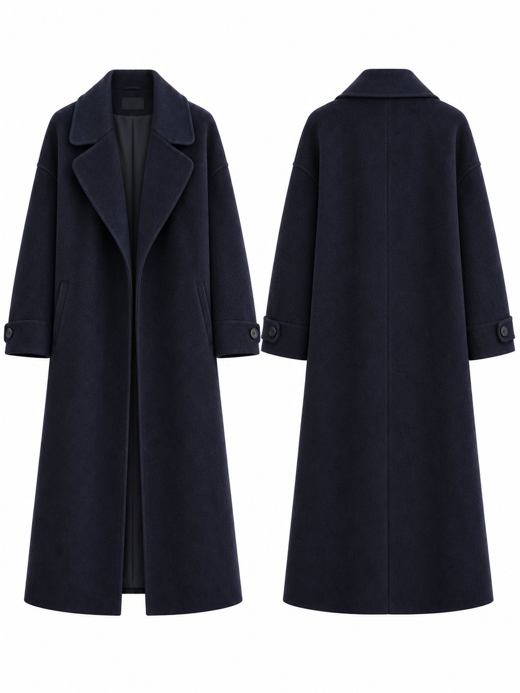 Oversized Long Wool Blend Coat with Notched Lapel
