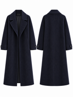 Oversized Long Wool Blend Coat with Notched Lapel