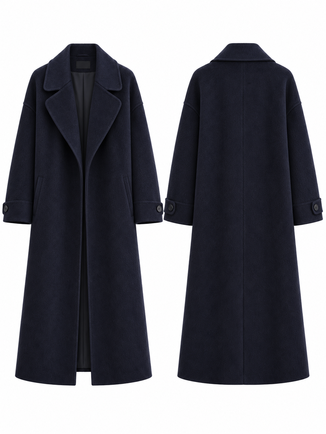 Oversized Long Wool Blend Coat with Notched Lapel