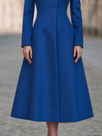 Sculpted High-Neck A-Line Midi Coat