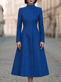 Sculpted High-Neck A-Line Midi Coat