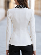 Embellished Contrast-Collar Tailored Blazer