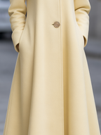 Wool Peter Pan Collar Engraved Button A-Line Flared Maxi Coat