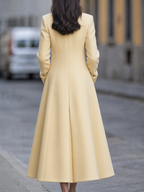 Wool Peter Pan Collar Engraved Button A-Line Flared Maxi Coat