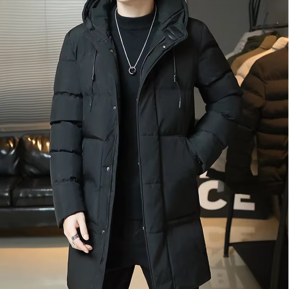 Elegante chaqueta larga de invierno