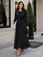 Sequin Notched Lapel Tailored Blazer