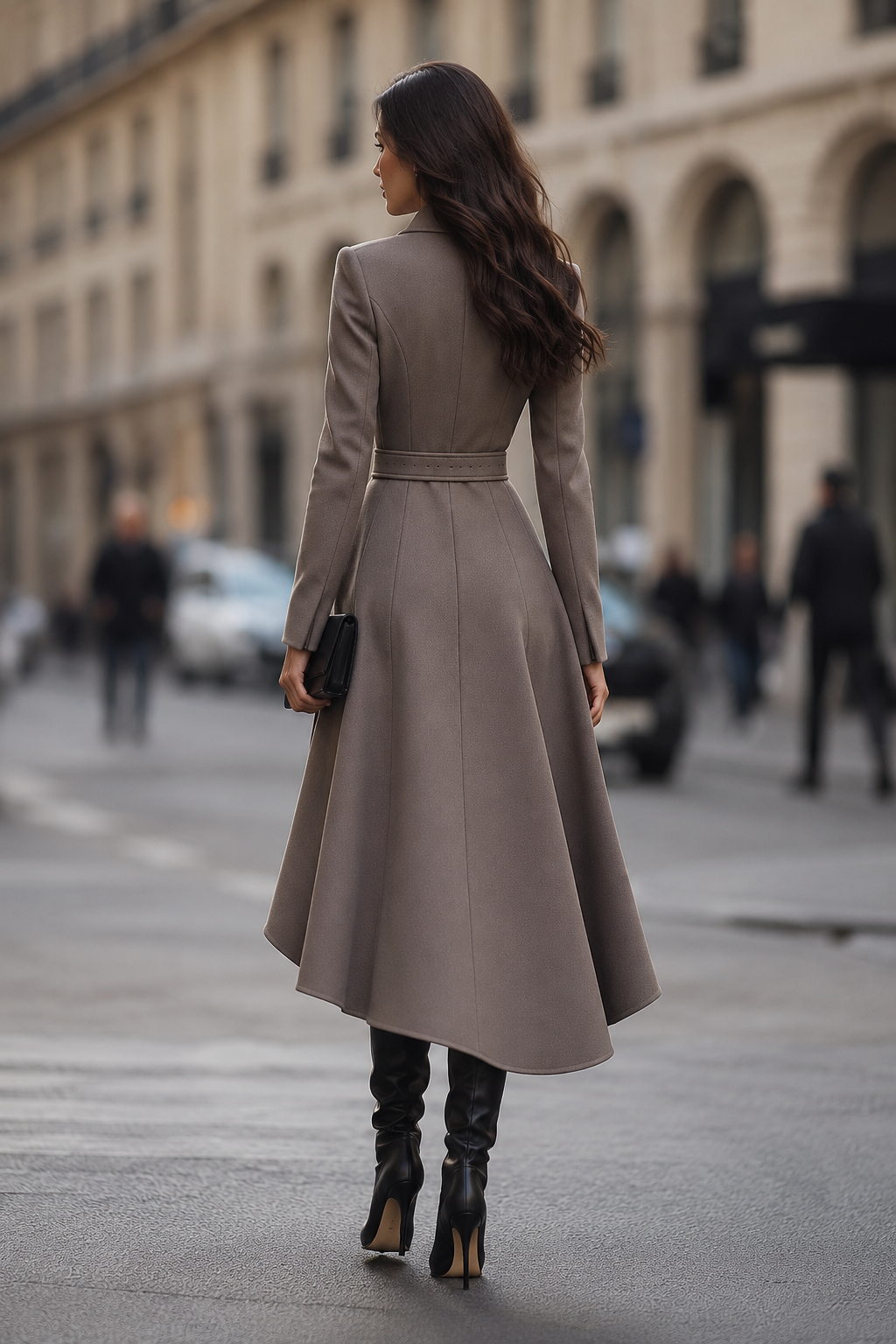 Asymmetric Double-Faced Coat With Belt