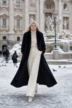 Women's Long Faux Fur Lapel Coat Elegant Oversized Winter Overcoat