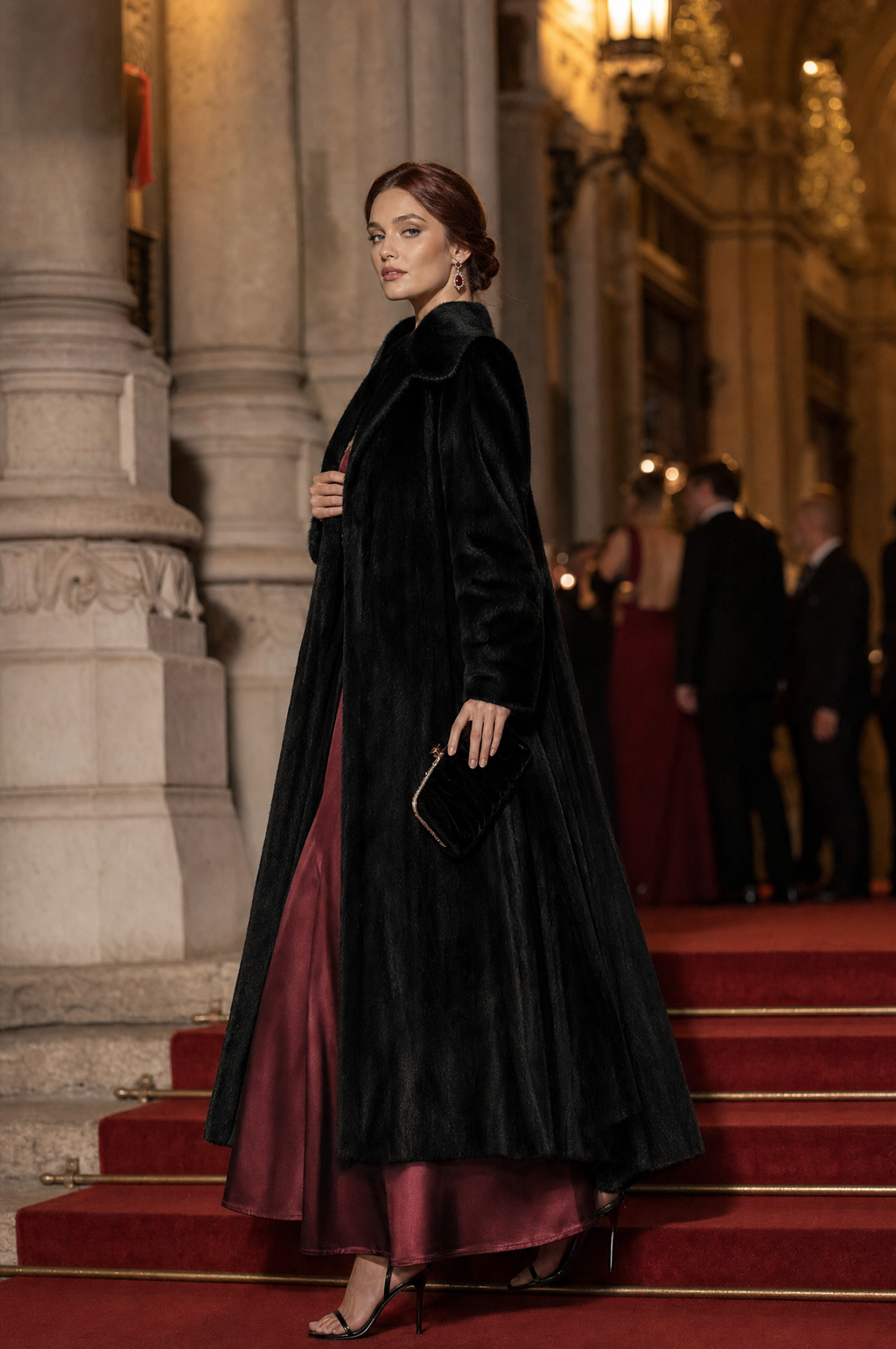 Women's Long Faux Fur Lapel Coat Elegant Oversized Winter Overcoat
