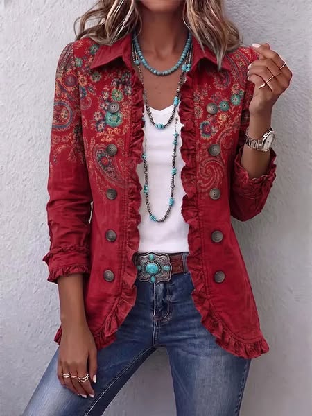 Carlotta | Veste bohème paisley à volants