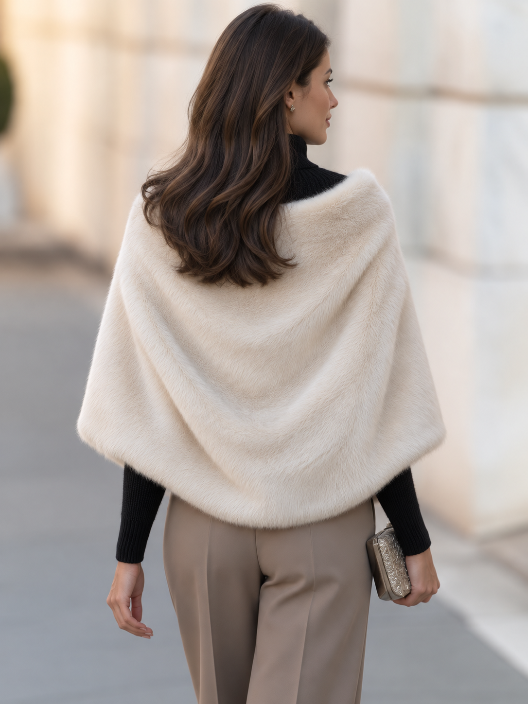 Women's Faux-fur Wrap-style Cape/shawl