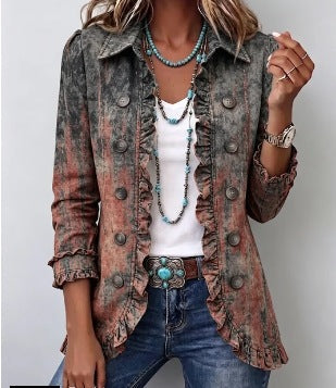 Flavia | Veste vintage dégradée texturée à volants