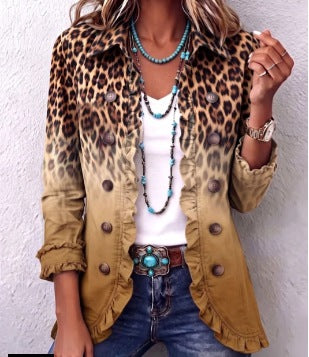 Paola | Blazer léopard ombré à volants